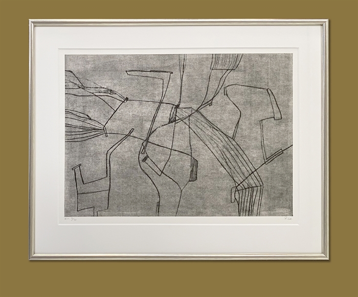 Signeret collografi af Pernille Calundan