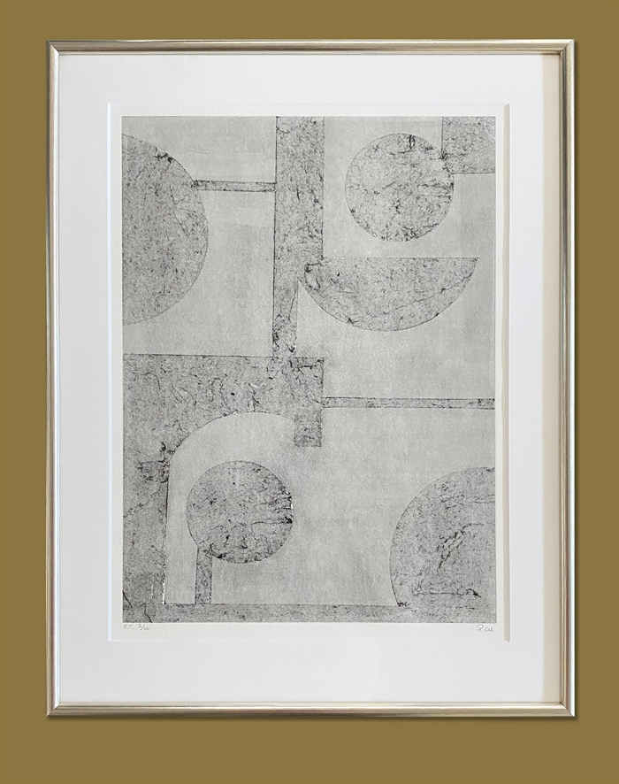 Signeret collografi af Pernille Calundan