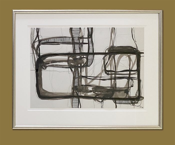 Akryl/tusch på papir af Pernille Calundan